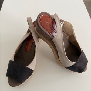 Luca Ferri Espadrille Wedge Slingback Sandals Neutral Leather EU 37